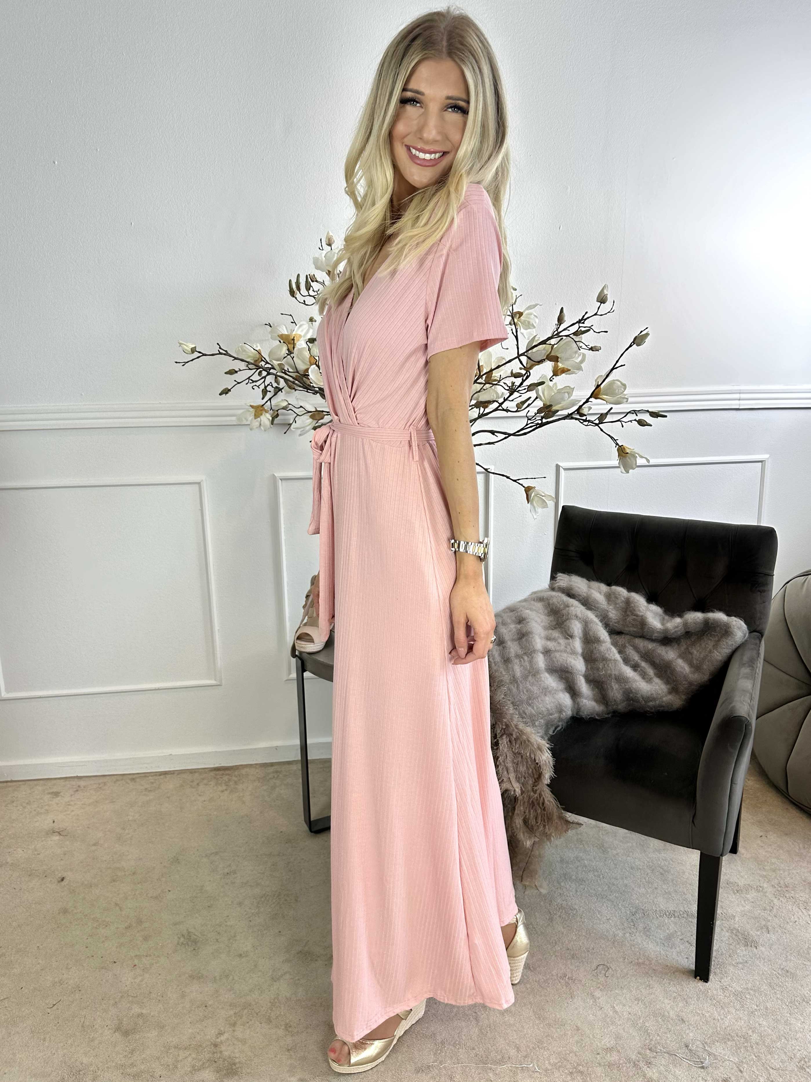 Elene - Lång klänning med knytband i midjan